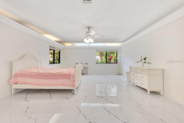 2108 Silver Leaf Ct, Longwood, FL 32779 - bedroom featuring baseboards, multiple windows, a ceiling fan, and marble finish floor