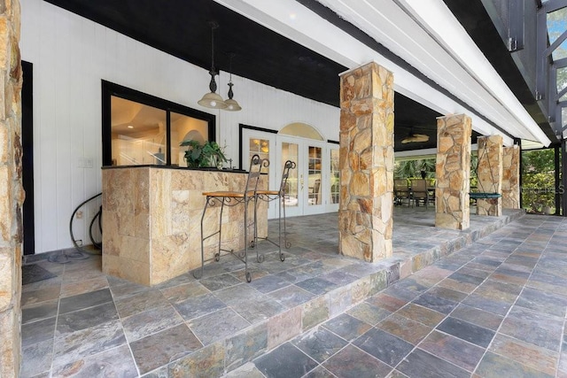 2108 Silver Leaf Ct, Longwood, FL 32779 - view of patio featuring a ceiling fan, french doors, and outdoor dry bar