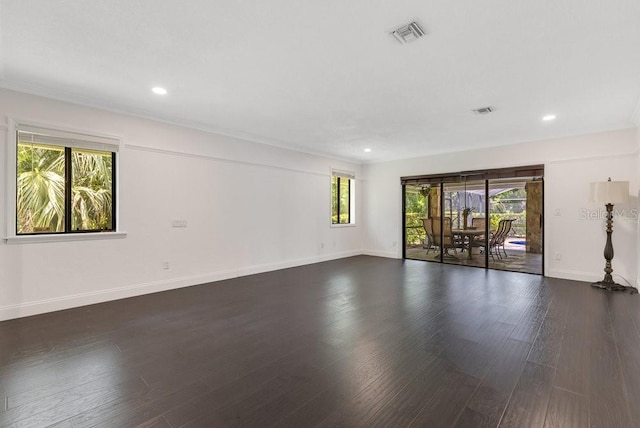 2108 Silver Leaf Ct, Longwood, FL 32779 - unfurnished room featuring dark wood finished floors, baseboards, recessed lighting, and visible vents