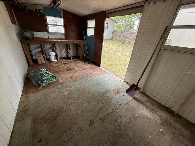 interior space featuring fence
