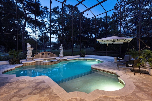 1716 Greystone Ct, Longwood, FL 32779 - view of pool with glass enclosure, a pool with connected hot tub, and a patio area
