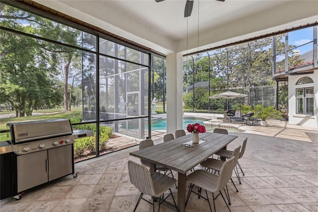 1716 Greystone Ct, Longwood, FL 32779 - sunroom featuring outdoor dining space and ceiling fan