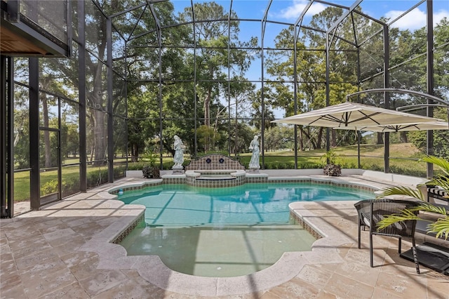 1716 Greystone Ct, Longwood, FL 32779 - view of pool featuring a patio, a pool with connected hot tub, and a lanai