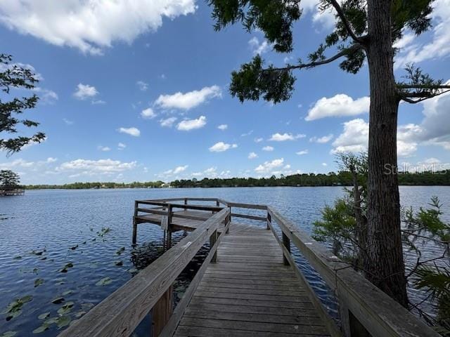 view of dock featuring a water view
