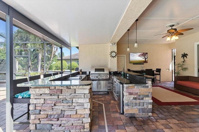 11502 Waterstone Loop Dr, Windermere, FL 34786 - view of patio / terrace with glass enclosure and a ceiling fan