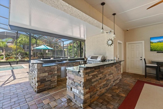 11502 Waterstone Loop Dr, Windermere, FL 34786 - view of patio / terrace featuring an outdoor pool, a ceiling fan, and a lanai