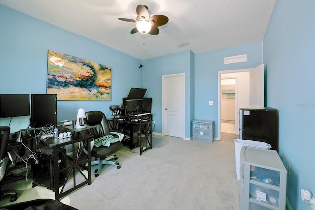 2952 Boating Blvd, Kissimmee, FL 34746 - carpeted home office featuring a ceiling fan, baseboards, and visible vents