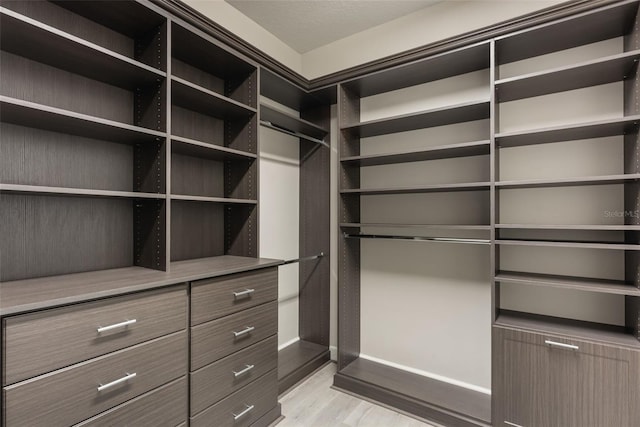 walk in closet featuring light wood-type flooring