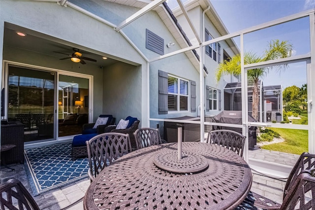3078 Isles Way, New Smyrna Beach, FL 32168 - sunroom / solarium with outdoor dining space and a ceiling fan