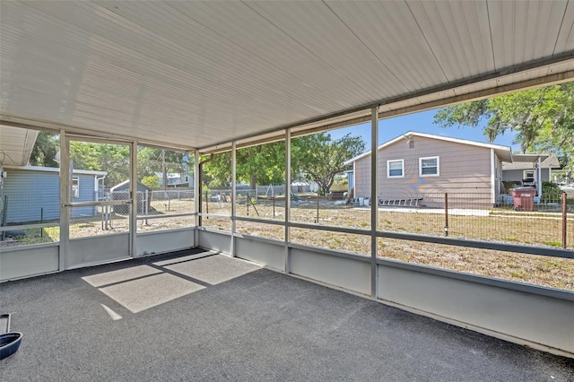 view of unfurnished sunroom