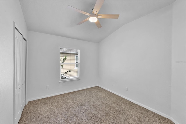 1821 San Jacinto Cir, Sanford, FL 32771 - unfurnished bedroom with a closet, a ceiling fan, baseboards, carpet flooring, and vaulted ceiling