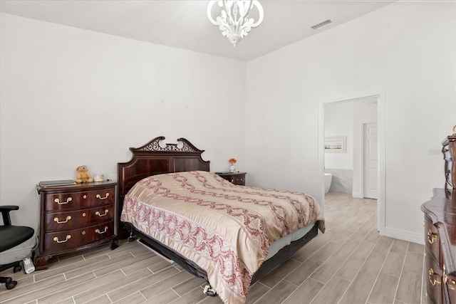 342 Hanging Moss Cir, Lake Mary, FL 32746 - bedroom with wood tiled floor, visible vents, a chandelier, and baseboards