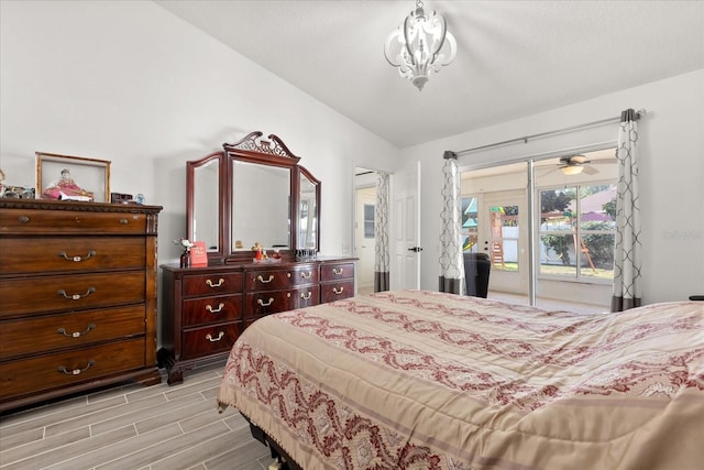 342 Hanging Moss Cir, Lake Mary, FL 32746 - bedroom with access to exterior, wood tiled floor, french doors, and vaulted ceiling
