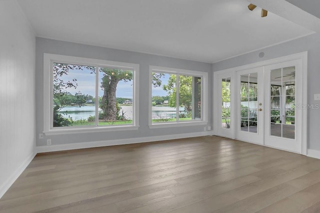 3605 Pershing Ave, Orlando, FL 32812 - unfurnished sunroom featuring french doors, healthy amount of natural light, and a water view