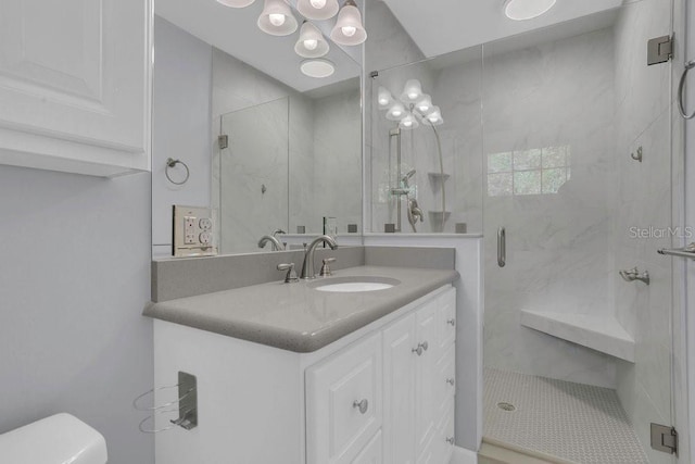 3605 Pershing Ave, Orlando, FL 32812 - full bathroom with toilet, a stall shower, and vanity