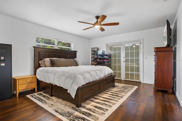 4118 Teriwood Ave, Orlando, FL 32812 - bedroom featuring access to outside, ceiling fan, baseboards, and dark wood-type flooring