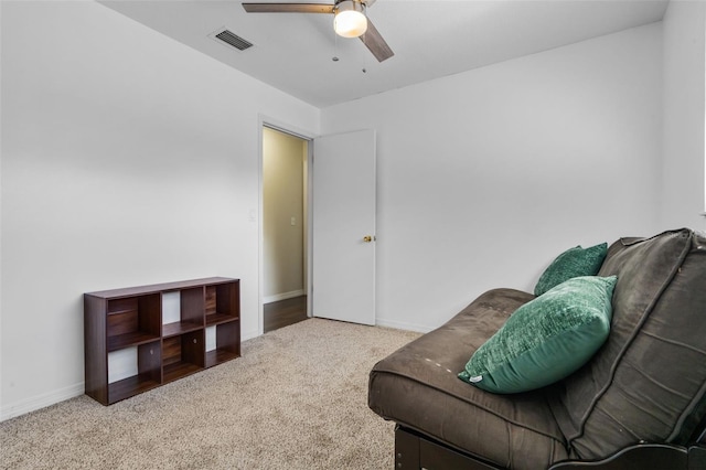 4118 Teriwood Ave, Orlando, FL 32812 - living area featuring visible vents, carpet flooring, baseboards, and ceiling fan