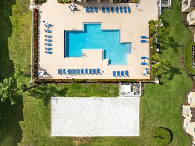 bird's eye view of a pool