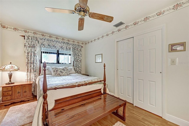 1208 Duke Way, Cocoa, FL 32922 - bedroom featuring visible vents, baseboards, light wood finished floors, and a closet