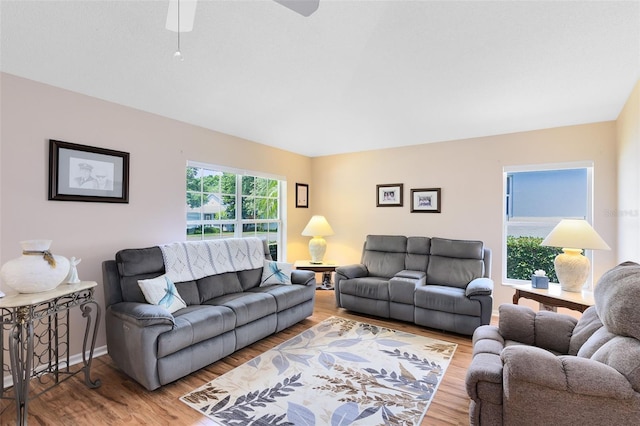 3661 Kingswood Ct, Clermont, FL 34711 - living room featuring ceiling fan and wood finished floors