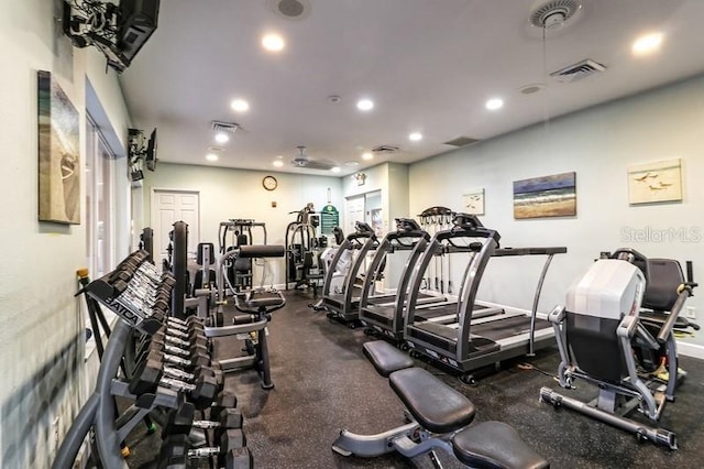 3661 Kingswood Ct, Clermont, FL 34711 - gym featuring visible vents and recessed lighting