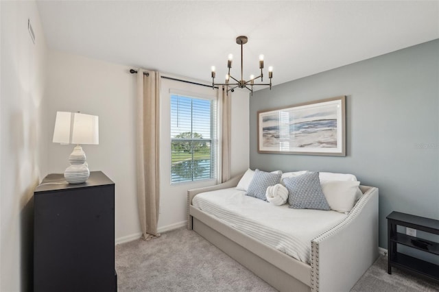 734 Longboat Dr, Davenport, FL 33896 - carpeted bedroom featuring a chandelier and baseboards
