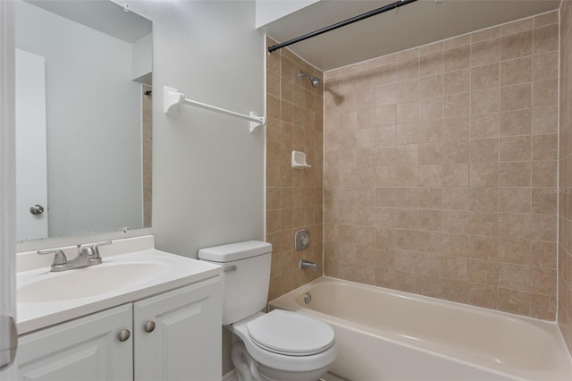 bathroom with vanity, toilet, and tub / shower combination