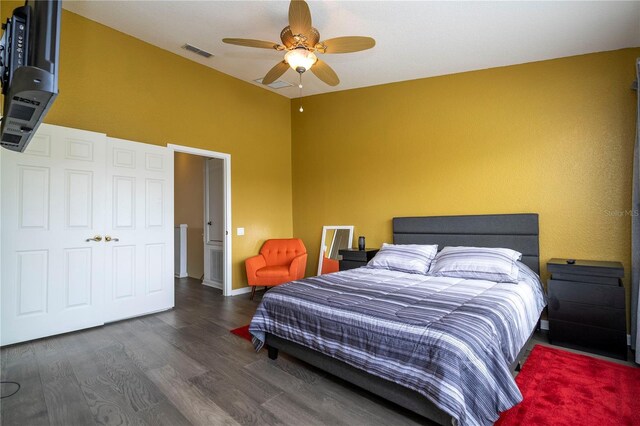 3567 Shallot Dr Unit 103, Orlando, FL 32835 - bedroom featuring wood finished floors, ceiling fan, high vaulted ceiling, and baseboards