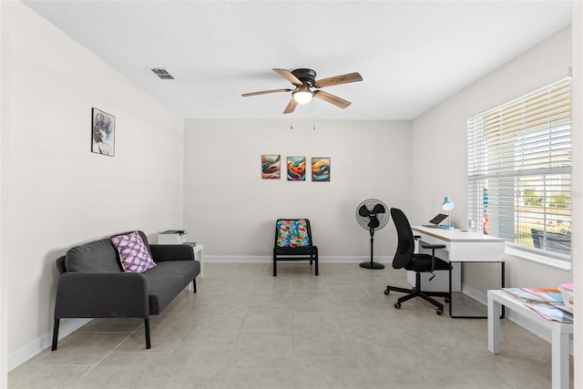 740 Simone Ct, Haines City, FL 33844 - office area with a ceiling fan, baseboards, and visible vents