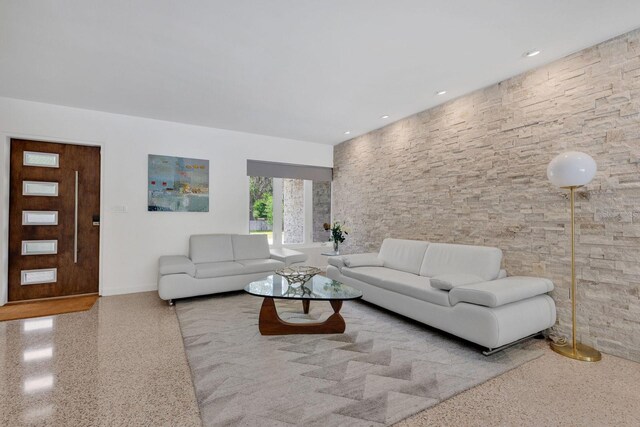 2525 Venetian Way, Winter Park, FL 32789 - living area with baseboards, recessed lighting, and speckled floor