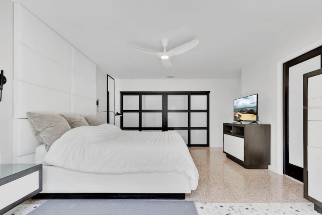 2525 Venetian Way, Winter Park, FL 32789 - bedroom with ceiling fan and speckled floor