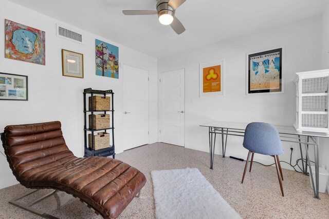 2525 Venetian Way, Winter Park, FL 32789 - home office with ceiling fan, speckled floor, and visible vents