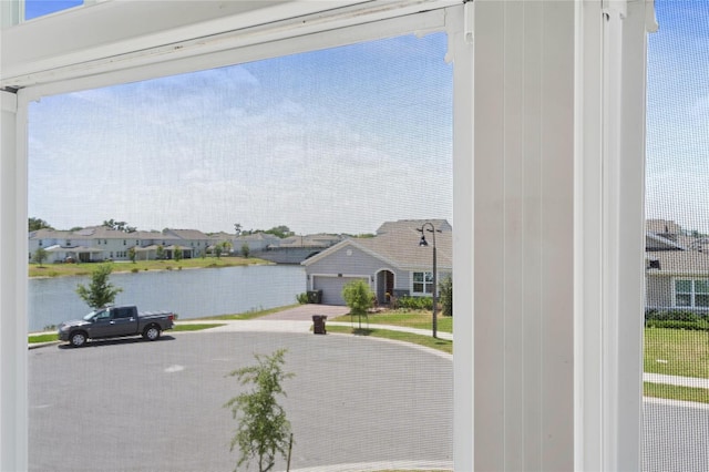 property view of water with a residential view