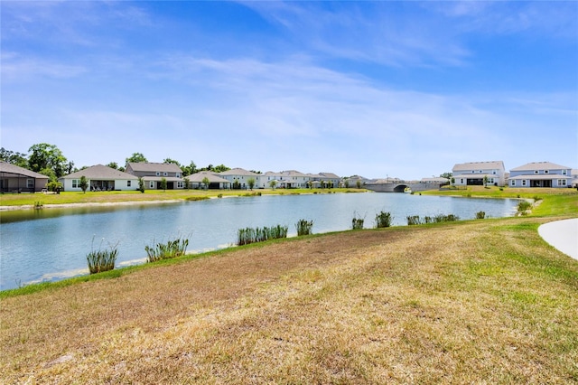 view of water feature with a residential view