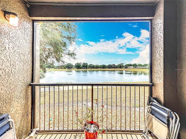 exterior space featuring a water view