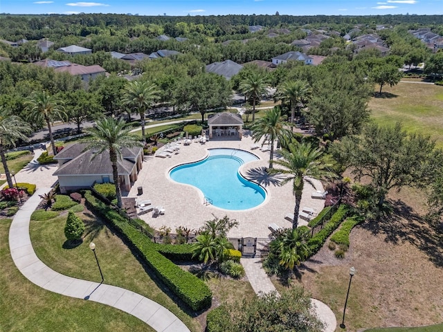 pool featuring a gazebo, a patio area, and fence