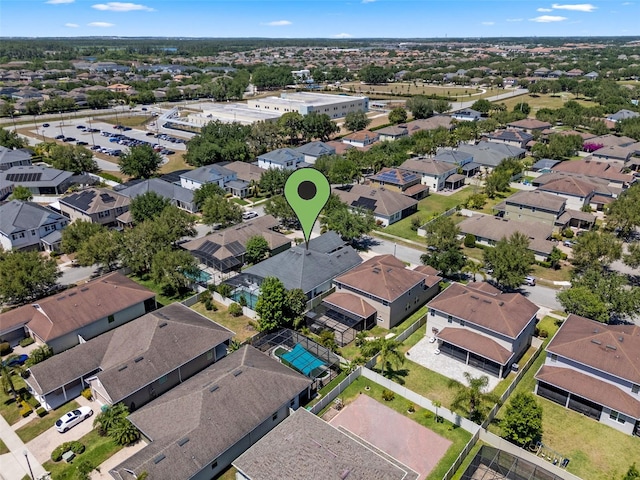 bird's eye view with a residential view