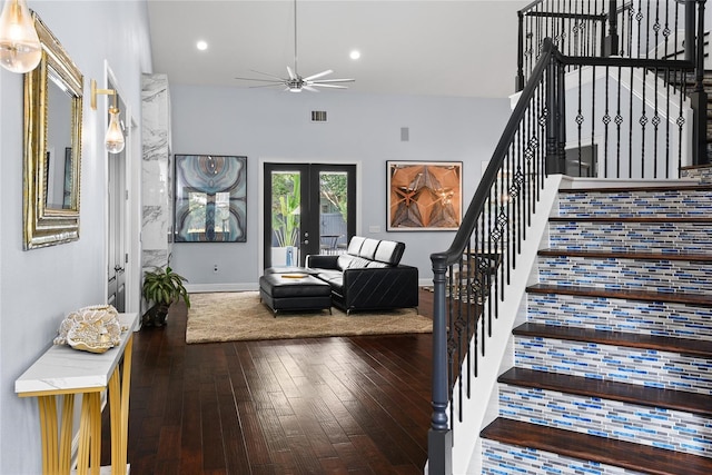 1840 Bryan Ave, Winter Park, FL 32789 - staircase featuring baseboards, a ceiling fan, recessed lighting, and hardwood / wood-style flooring