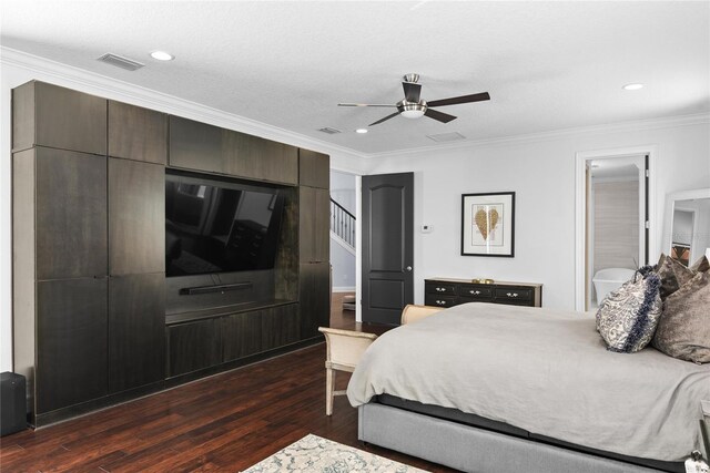 1840 Bryan Ave, Winter Park, FL 32789 - bedroom with visible vents, ornamental molding, and dark wood-type flooring