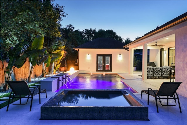 1840 Bryan Ave, Winter Park, FL 32789 - view of pool with a ceiling fan, a patio area, fence, a fenced in pool, and an outdoor structure