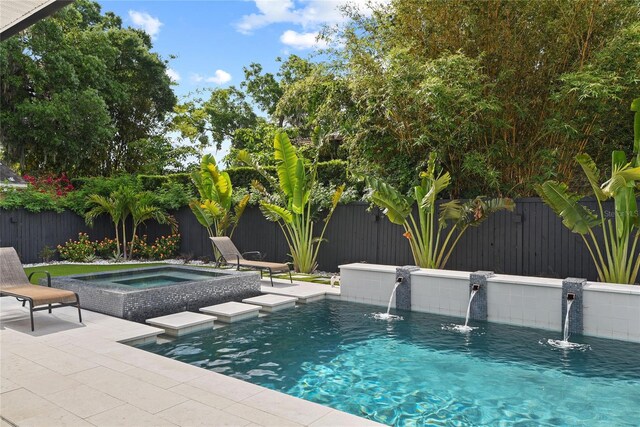 1840 Bryan Ave, Winter Park, FL 32789 - view of pool featuring a fenced backyard, a fenced in pool, an in ground hot tub, and a patio