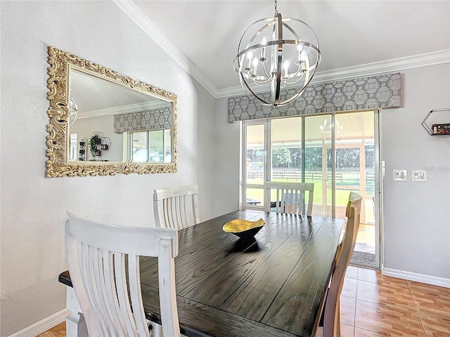 1072 SE 155th St, Summerfield, FL 34491 - dining space with crown molding, baseboards, and a chandelier