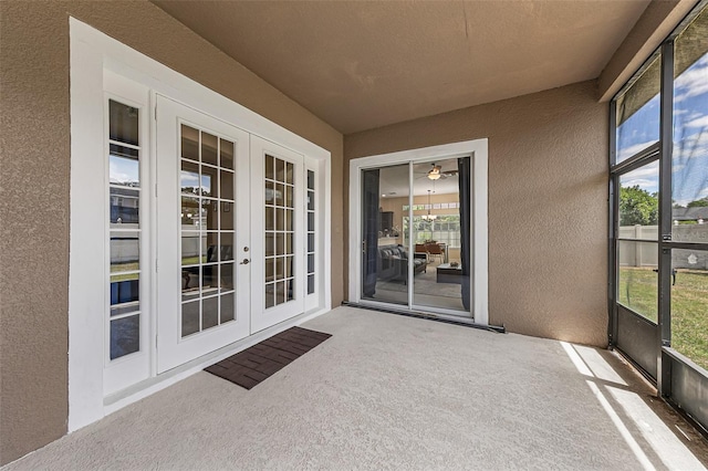 unfurnished sunroom with french doors and plenty of natural light