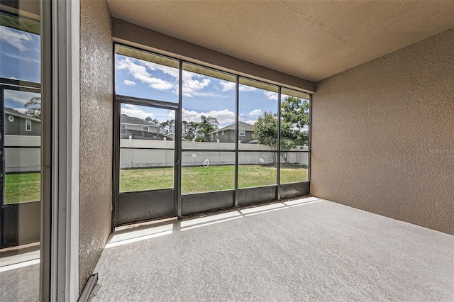 view of unfurnished sunroom