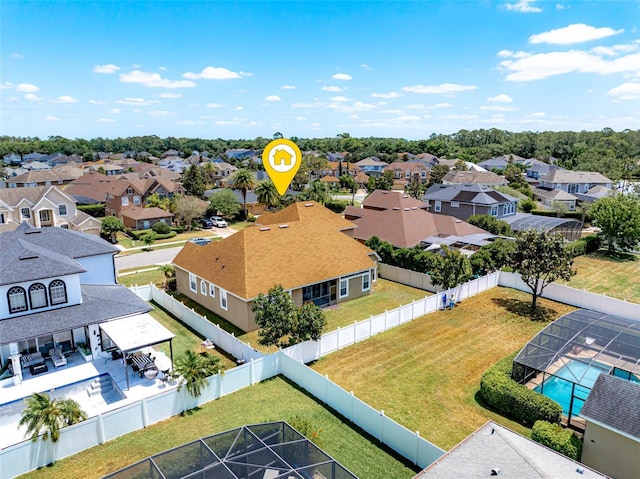 drone / aerial view featuring a residential view