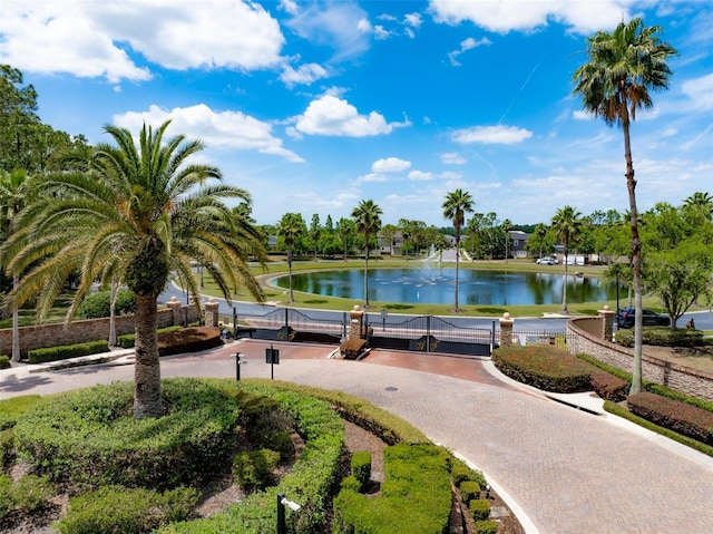 view of property's community with a water view