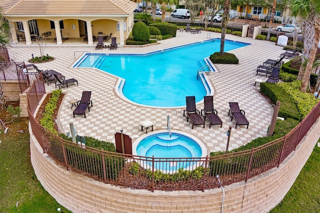 community pool with fence