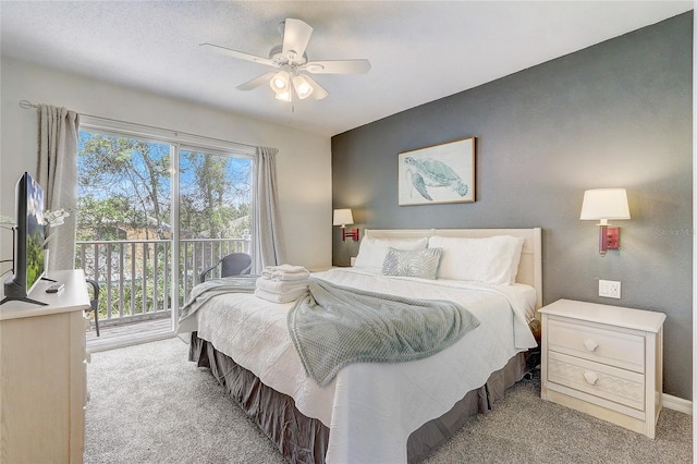 1041 Park Ridge Cir, Kissimmee, FL 34746 - carpeted bedroom featuring access to outside and ceiling fan