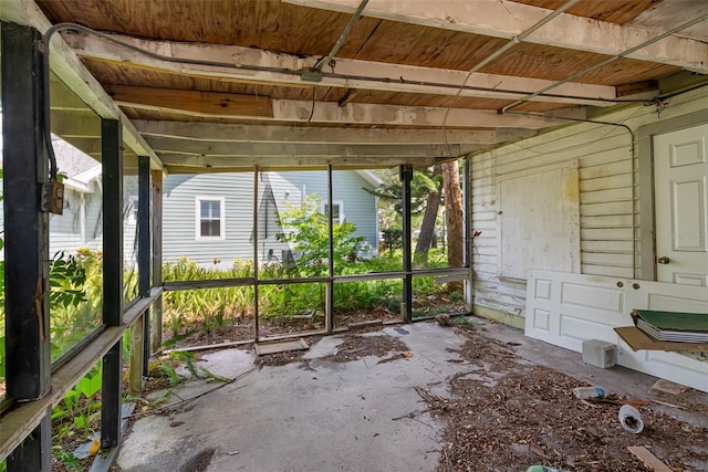 view of unfurnished sunroom