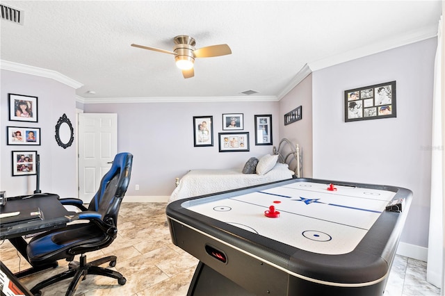 1450 Belfiore Way, Windermere, FL 34786 - rec room featuring crown molding, a ceiling fan, and a desk